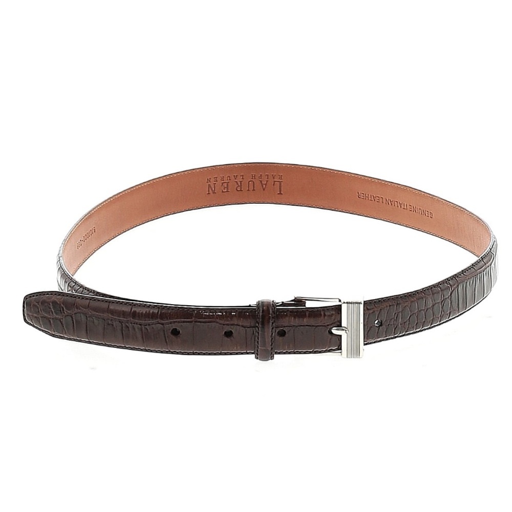 Ralph Lauren Brown Crocodile Embossed Leather Belt